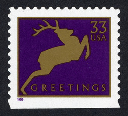 Reindeer - Purple - Small Size United States Postage Stamp | Christmas 1999