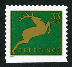 Reindeer - Green - Small Size United States Postage Stamp | Christmas 1999