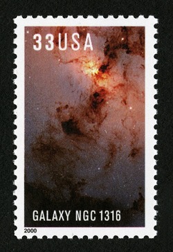 Galaxy NGC 1316 United States Postage Stamp | Hubble Telescope