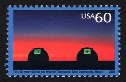 Optical and Infrared Telescopes - Keck Observatory United States Postage Stamp | Probing the Vastness of Space