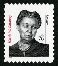 Hattie W Caraway - Senator - Die Cut 11.5 X 11 United States Postage Stamp | Celebrated Americans