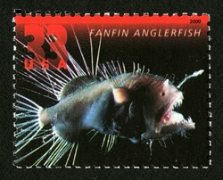 Fanfin Anglerfish United States Postage Stamp | Deep Sea Creatures
