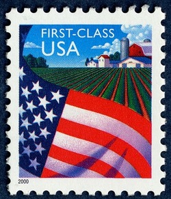 Flag Under Farm - First-Class United States Postage Stamp