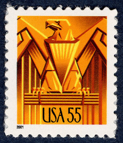 Art Deco Eagle - Yellow United States Postage Stamp | Art Deco Eagles