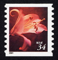 Orange Lily - Horizontal Imperforate United States Postage Stamp | Flowers