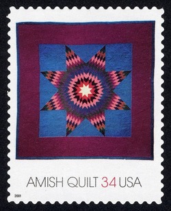 Purple Quilt With Lone Star Center United States Postage Stamp | Amish Quilts