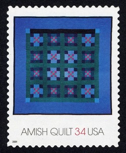 Purple Quilt With Double Ninepatch United States Postage Stamp | Amish Quilts