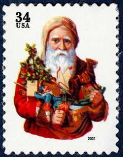Red Santa Carrying Toys United States Postage Stamp | Santa Claus - Christmas 2001