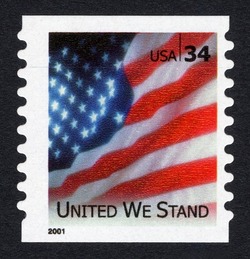 United We Stand - Flag - Horizontal Imperforate - Square Corners United States Postage Stamp