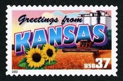 Greetings From Kansas United States Postage Stamp | Greetings From America