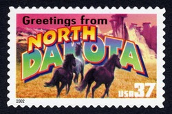 Greetings From North Dakota United States Postage Stamp | Greetings From America