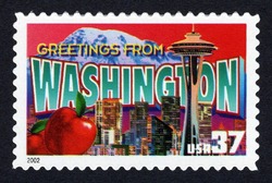 Greetings From Washington United States Postage Stamp | Greetings From America