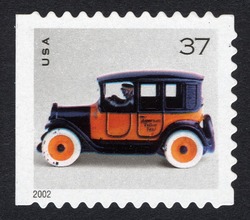 Taxi Cab - Booklet Single United States Postage Stamp | Antique Toys