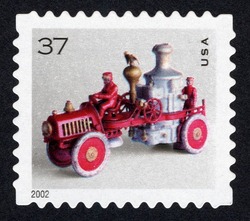 Fire Pumper - Booklet Single United States Postage Stamp | Antique Toys