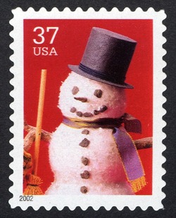 Snowman With Top Hat United States Postage Stamp | Snowmen
