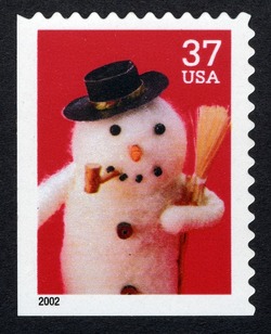 Snowman With Pipe - Large Booklet Single United States Postage Stamp | Snowmen
