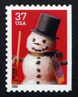 Snowman With Top Hat - Large Booklet Single United States Postage Stamp | Snowmen