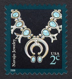 Navajo Jewelry - 2006 Date - USPS Microprint United States Postage Stamp