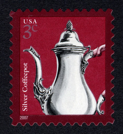 Silver Coffeepot - 2007 Date United States Postage Stamp