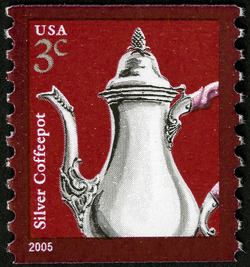 Silver Coffeepot - 2005 Date United States Postage Stamp