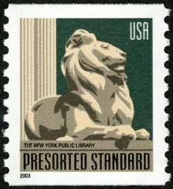 New York Public Library Lion - Presorted Standard United States Postage Stamp