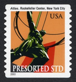 Atlas Statue - Rockefeller Center - Presorted Std United States Postage Stamp