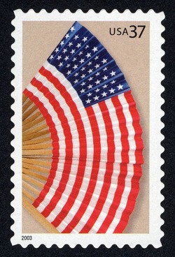 Modern Hand Fan United States Postage Stamp | Old Glory