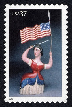 Carving of Woman With Flag and Sword United States Postage Stamp | Old Glory