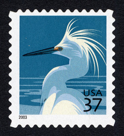 Snowy Egret - 2003 Date - USPS Microprint United States Postage Stamp