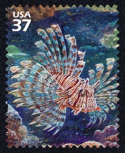 Lionfish United States Postage Stamp | Pacific Coral Reef