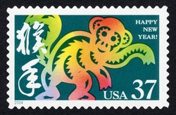Year of the Monkey United States Postage Stamp | Chinese Lunar New Year