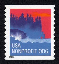 Sea Coast - Nonprofit Org - 2003 Date - Self-Adhesive - Horizontal Imperforate United States Postage Stamp