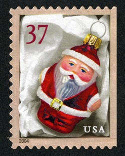Red Santa Ornament - Perf 11.5 X 11 United States Postage Stamp | Santa Ornaments - Christmas