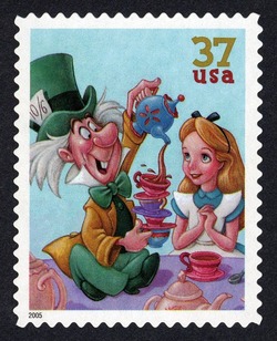 Mad Hatter and Alice United States Postage Stamp | The Art of Disney