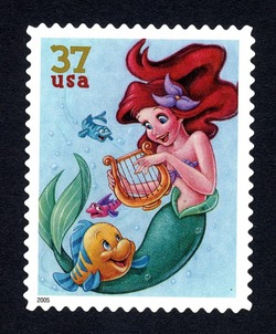 Flounder and Ariel United States Postage Stamp | The Art of Disney