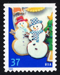 Snowmen - Booklet Single - Perf 10.75 X 11 United States Postage Stamp | Holiday Cookies