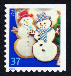 Snowmen - Booklet Single - Perf 10.5 X 10.75 United States Postage Stamp | Holiday Cookies