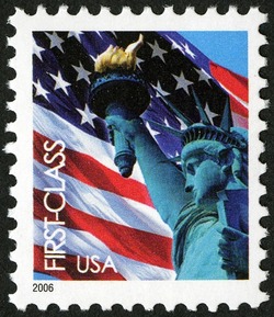 Flag and Statue of Liberty - First-Class - Perf 11.25 United States Postage Stamp