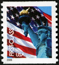 Flag and Statue of Liberty - First-Class - Horizontal Imperforate - Perf 9.75 United States Postage Stamp