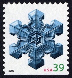Snowflake Design 3 - Booklet Single - Perf 11.25 X 11.5 United States Postage Stamp | Snowflakes - Christmas