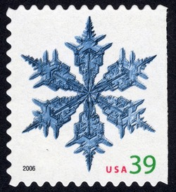 Snowflake Design 4 - Booklet Single - Perf 11.25 X 10.75 United States Postage Stamp | Snowflakes - Christmas