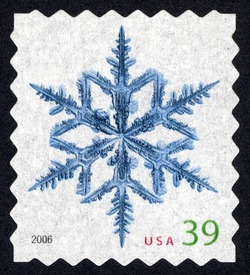 Snowflake Design 1 - Booklet Single - Perf 8 United States Postage Stamp | Snowflakes - Christmas