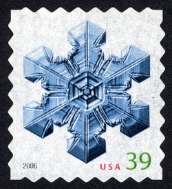 Snowflake Design 3 - Booklet Single - Perf 8 United States Postage Stamp | Snowflakes - Christmas