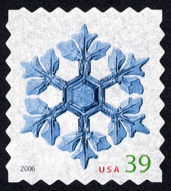 Snowflake Design 2 - Booklet Single - Perf 8 United States Postage Stamp | Snowflakes - Christmas