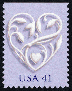 Wedding Hearts - Purple Background United States Postage Stamp | Wedding