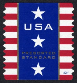 Patriotic Banner - Presorted Standard - Horizontal Imperforate - Rounded Corners United States Postage Stamp