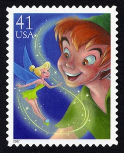 Peter Pan and Tinker Bell United States Postage Stamp | The Art of Disney - Magic