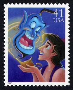 Aladdin and Genie United States Postage Stamp | The Art of Disney - Magic