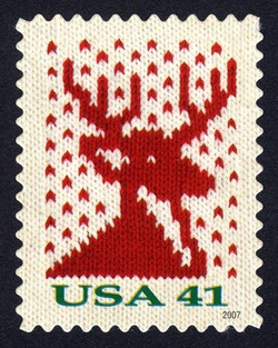 Reindeer United States Postage Stamp | Christmas Knits