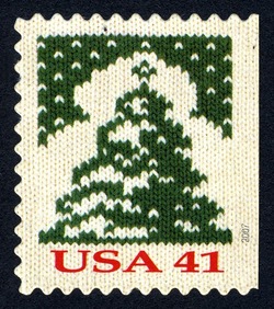 Christmas Tree - Booklet Single - Small Size United States Postage Stamp | Christmas Knits